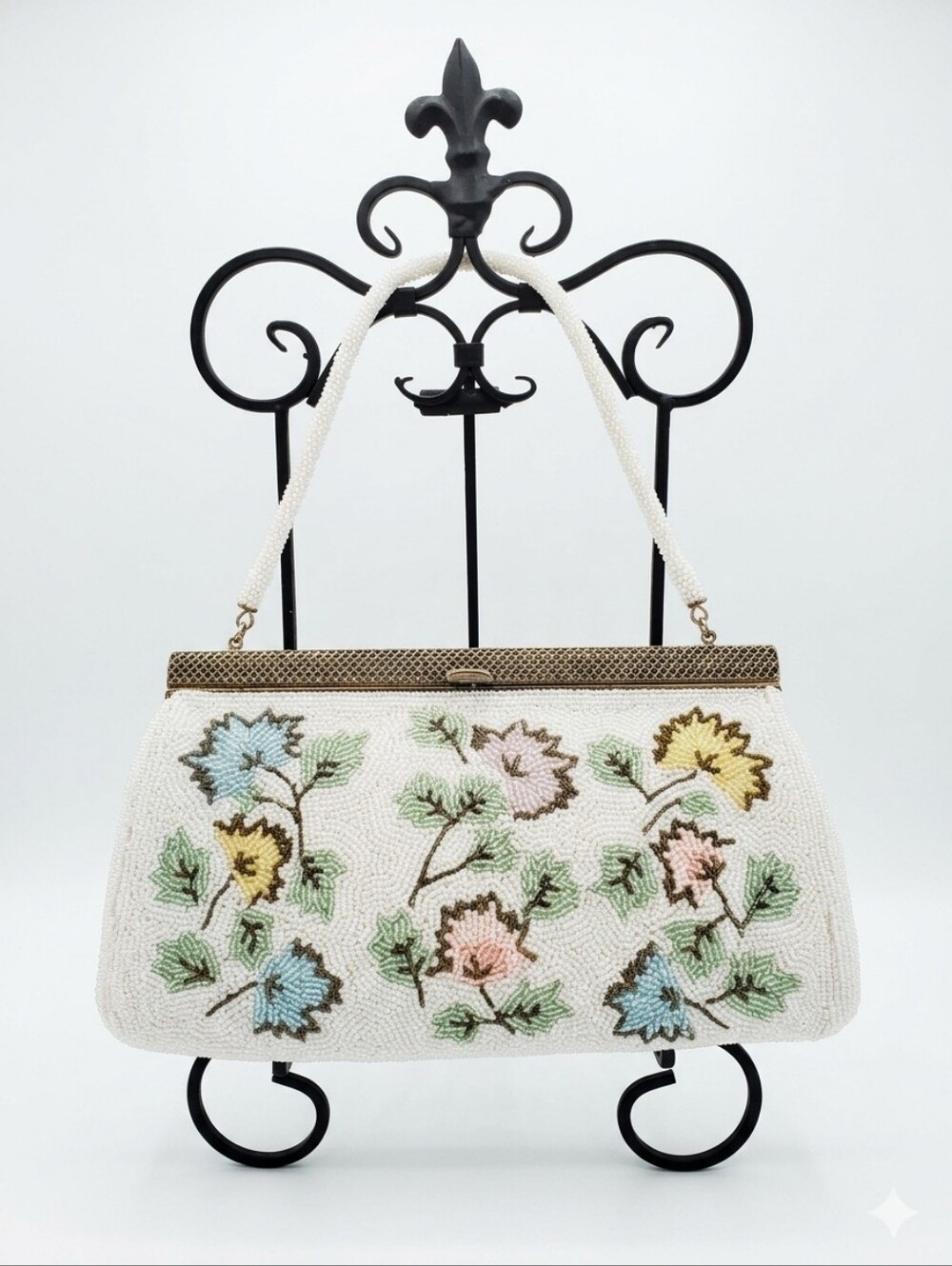 Hinomoto - Floral - Seed Beaded - Cocktail Purse - VTG
